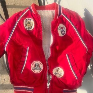 Kids' Red Patch-Embroidered vintage Jacket